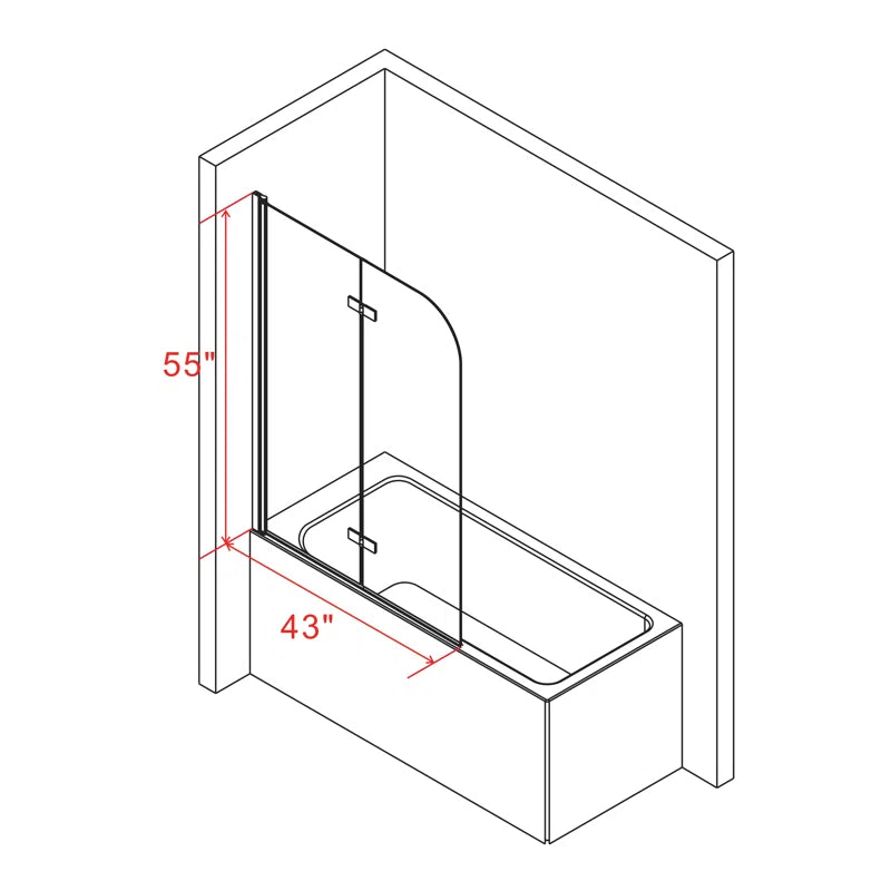 43" W x 55" H Glass 43" W x 55" H Frameless Tub Door