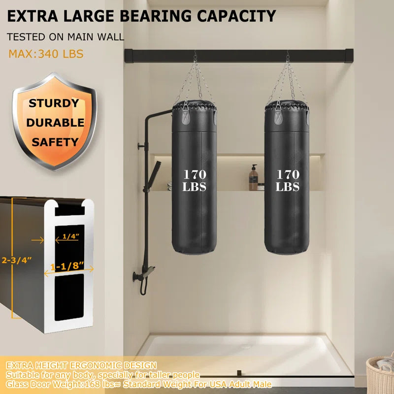 73" W x 79" H Frameless Double Sliding Door Shower Door With Closing System