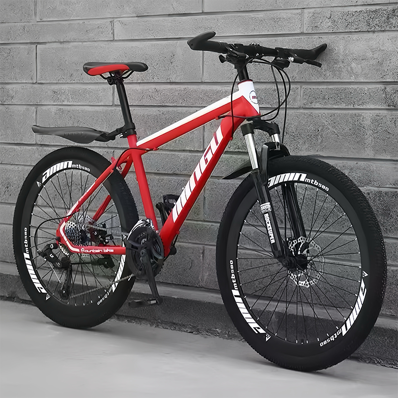 Red White Mingu Mountain Bike 21 Speed 26 Wheel Bicycle For Men Women RigMore In Stock