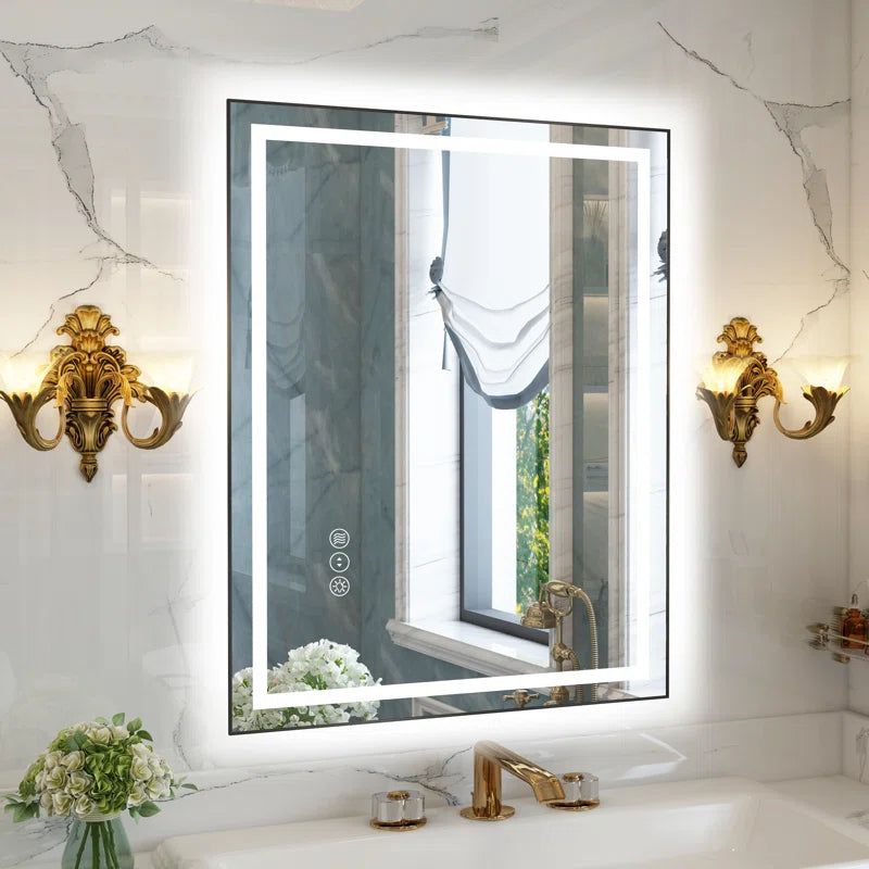 Lanard Rectangle Front Light and Backlit Aluminum Framed Mirror LED Vanity MirrorLED Mirror