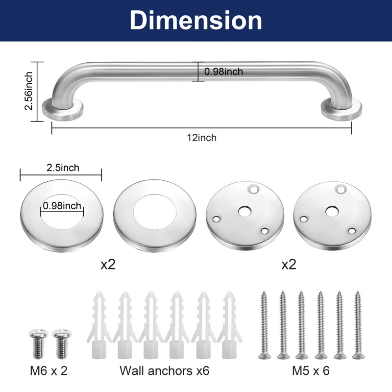 24" GB01-16-25 Bathroom Handicap Safety Grab Bar,0.98 Inch Diameter, Stainless Steel