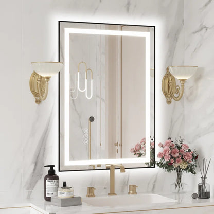 anard Rectangle Front Light and Backlit Aluminum Framed Mirror LED Vanity MirrorLED Mirror