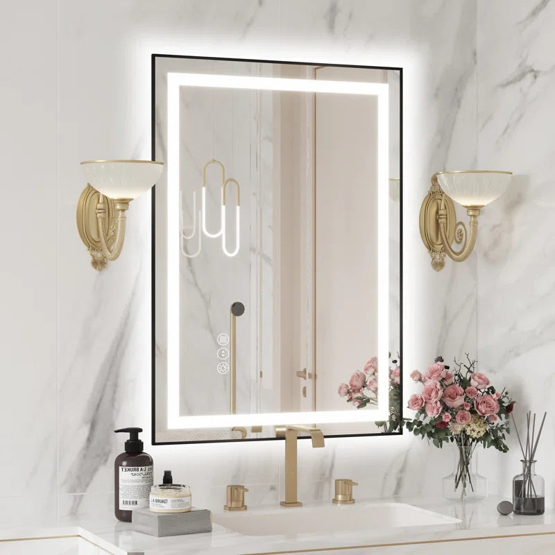 Lanard Rectangle Front Light and Backlit Aluminum Framed Mirror LED Vanity MirrorLED Mirror