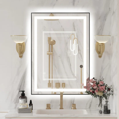 Lanard Rectangle Front Light and Backlit Aluminum Framed Mirror LED Vanity MirrorLED Mirror