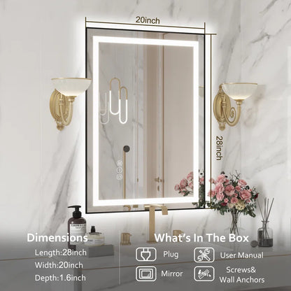 Lanard Rectangle Front Light and Backlit Aluminum Framed Mirror LED Vanity MirrorLED Mirror