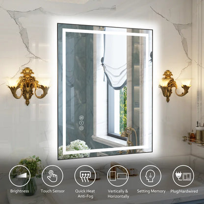 Lanard Rectangle Front Light and Backlit Aluminum Framed Mirror LED Vanity MirrorLED Mirror