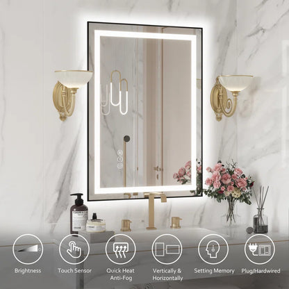 Lanard Rectangle Front Light and Backlit Aluminum Framed Mirror LED Vanity MirrorLED Mirror