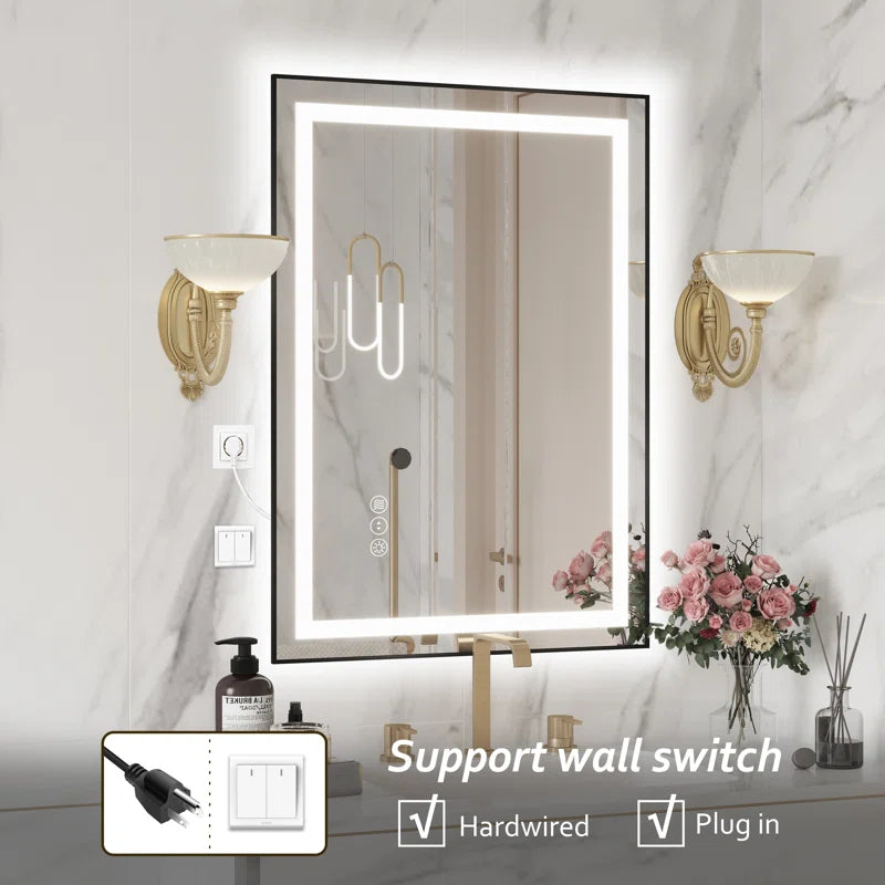 Lanard Rectangle Front Light and Backlit Aluminum Framed Mirror LED Vanity MirrorLED Mirror