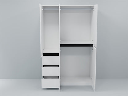 Three Drawer, Five Door Modern Wardrobe with Silver Mirror and No Pull Handle (2 packs of 2 cannot be sold separately)