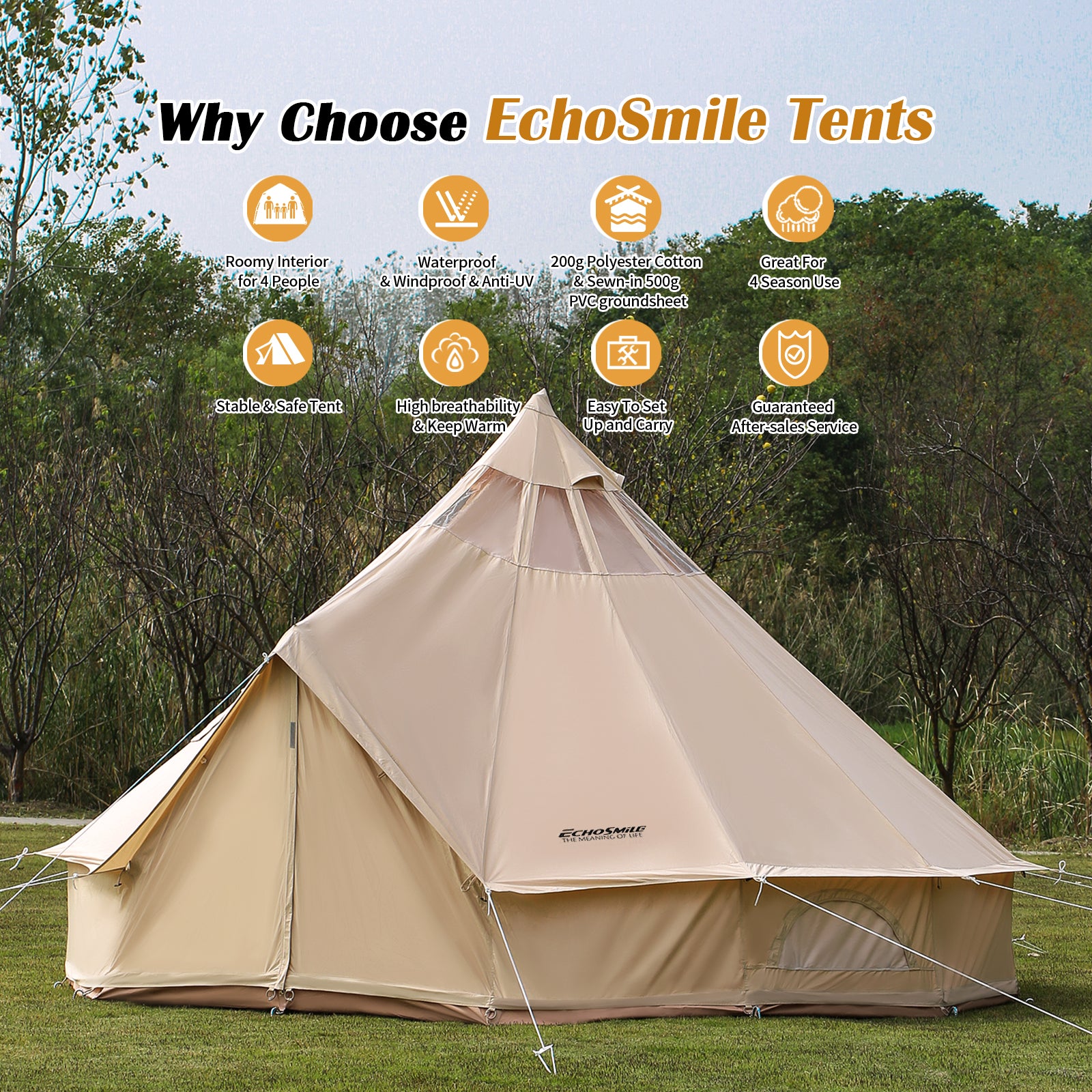 fixed tents 4M Cotton Bell Skylight Tent – RigMore In Stock