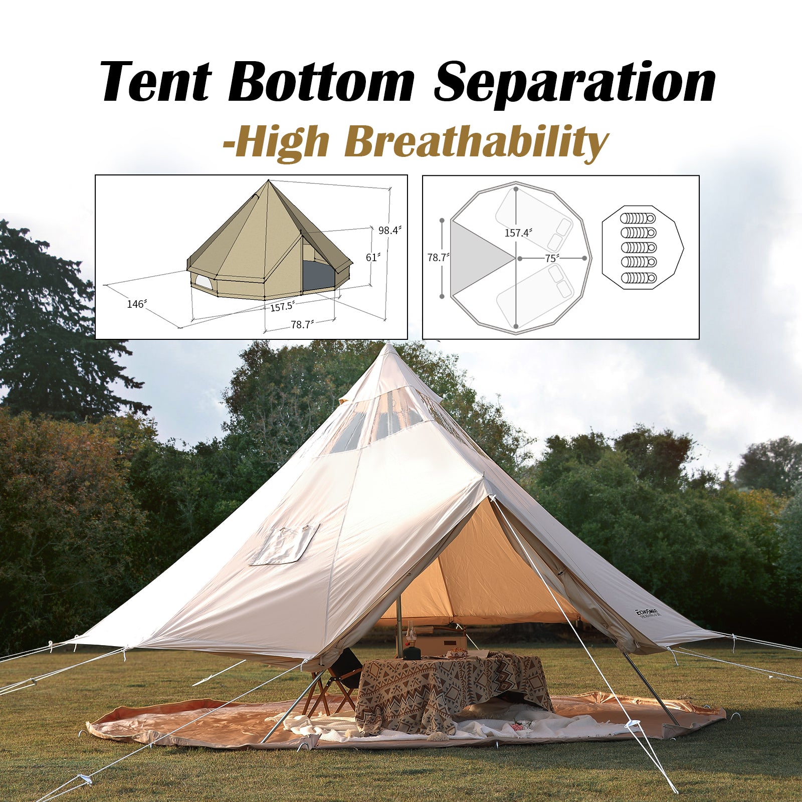 bell tent lightweight 4M Cotton Bell Skylight Tent – RigMore In Stock
