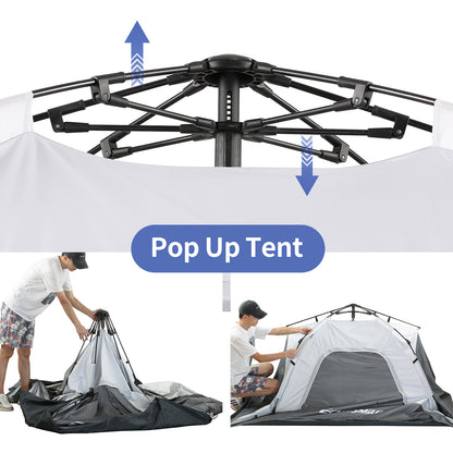 4-Person White + Gray Double Layer Umbrella Tent