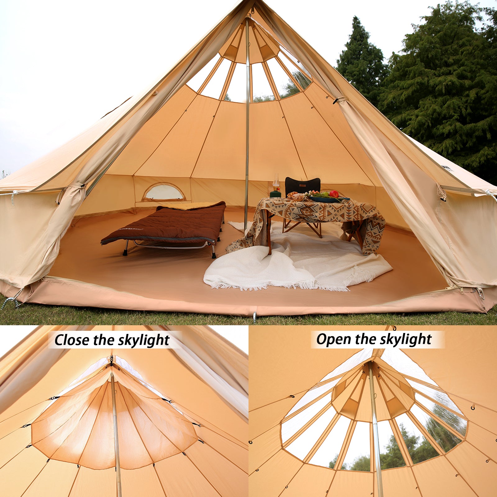 tent with skylight 4M Cotton Bell Skylight Tent – RigMore In Stock