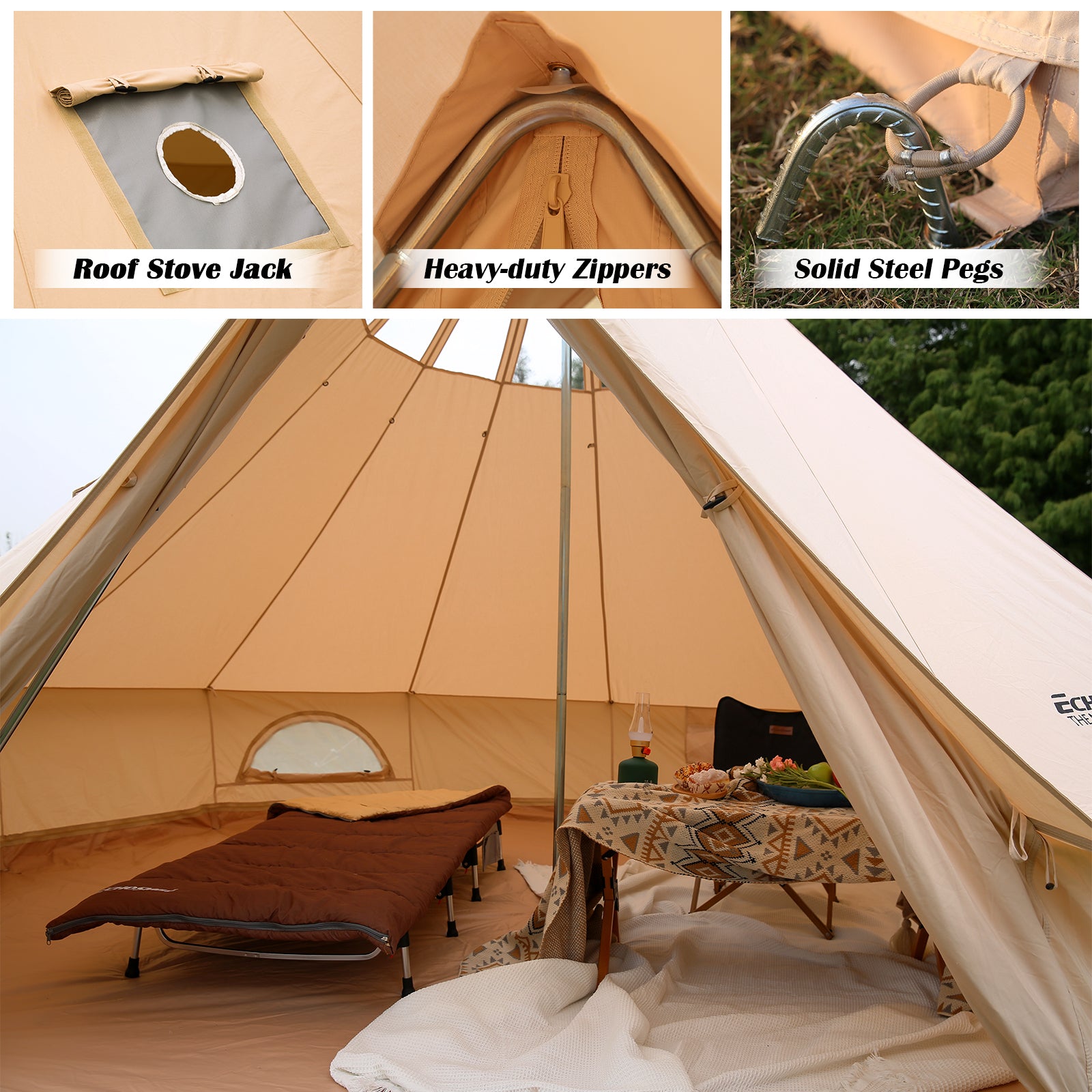 lightweight bell tent 4M Cotton Bell Skylight Tent – RigMore In Stock