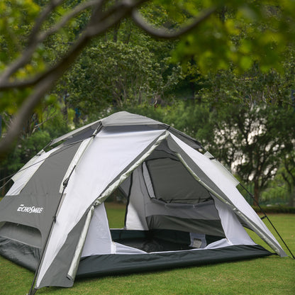 4-Person White + Gray Double Layer Umbrella Tent