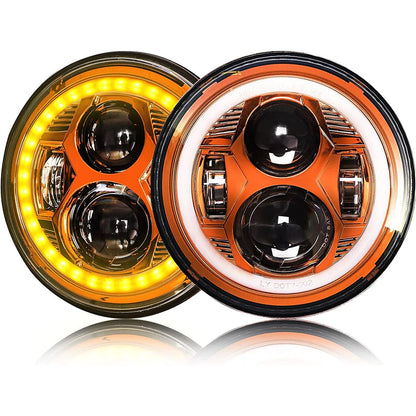 7 Inch Spider Headlight With Aperture-Orange-Pair Black Box