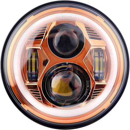 7 Inch Spider Headlight With Aperture – Orange – Single Black Box