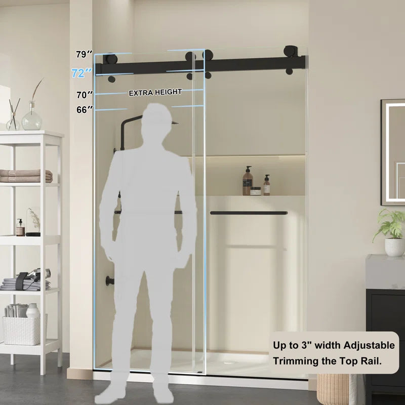 73" W x 79" H Frameless Shower Door with Advanced Closing System