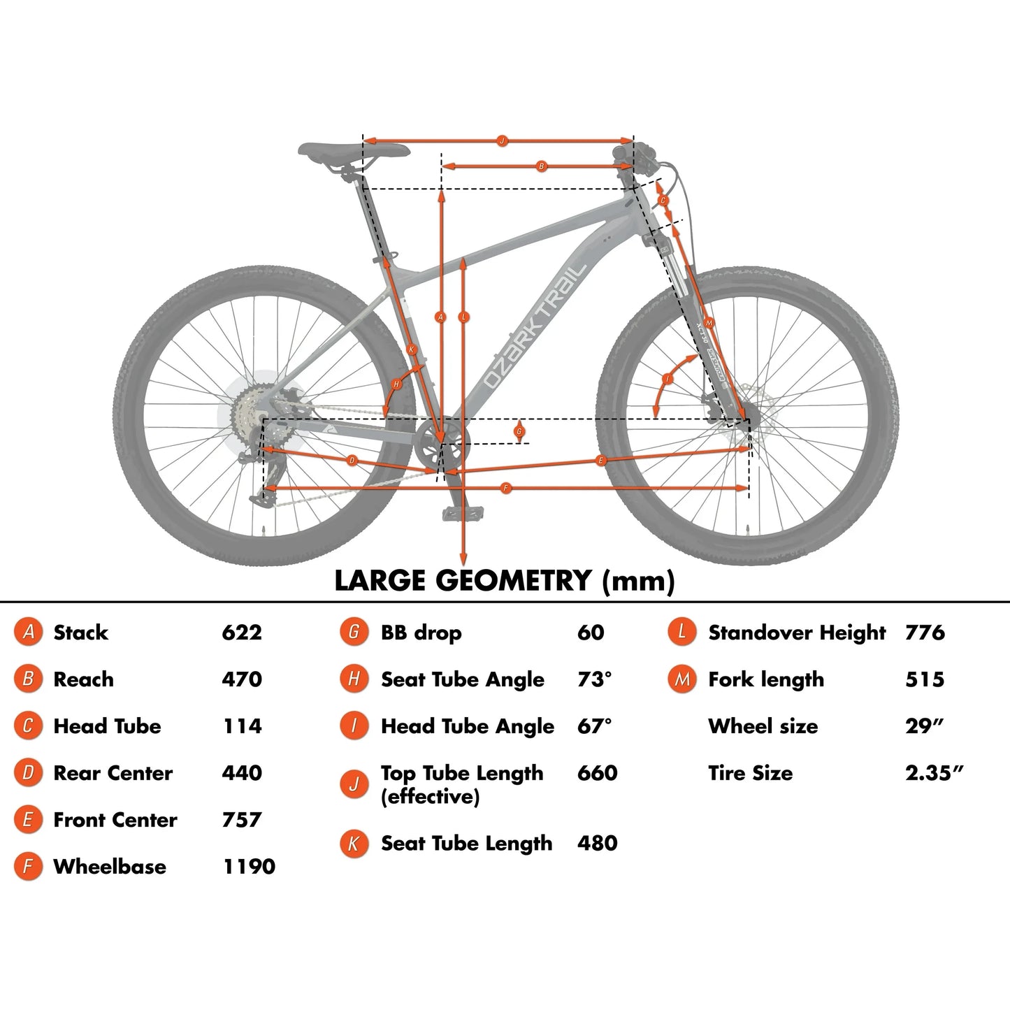 refurbish Ozark Trail 29" Ridge Mountain Bike, Large Frame, Fits Riders 5'9" - 6'2"+, Gray, Adult, Unisex