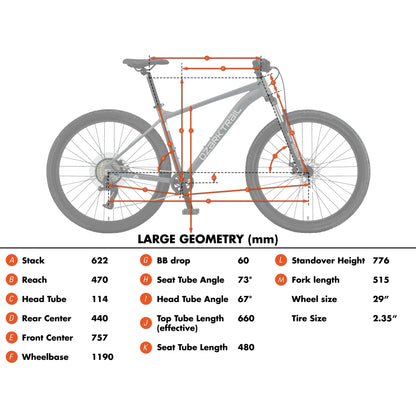 refurbish Ozark Trail 29" Ridge Mountain Bike, Large Frame, Fits Riders 5'9" - 6'2"+, Gray, Adult, Unisex