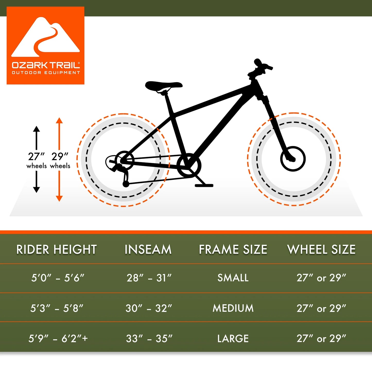 Refurbish Ozark Trail 29" Ridge Mountain Bike, Large Frame, Fits Riders 5'9" - 6'2"+, Gray, Adult, Unisex