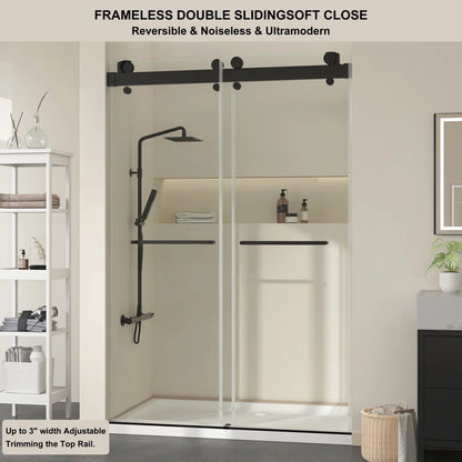 73" W x 79" H Frameless Shower Door with Advanced Closing System