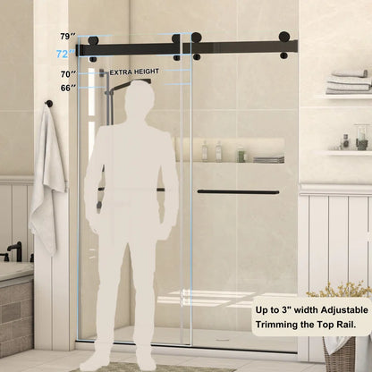 73" W x 79" H Double Sliding Door Shower Door With Closing System