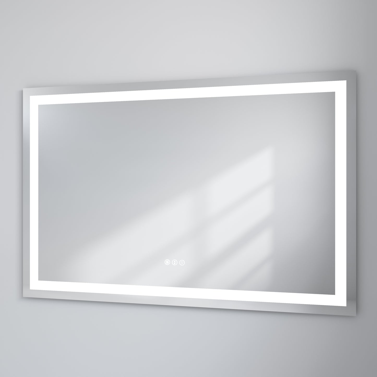 55" x 36" Tempered Glass Frameless LED Bathroom Mirror with Front and Backlight, Stepless Dimmable Wall Mirrors with Anti-Fog, 3 Colors, LED Vanity Mirror(Horizontal/Vertical)