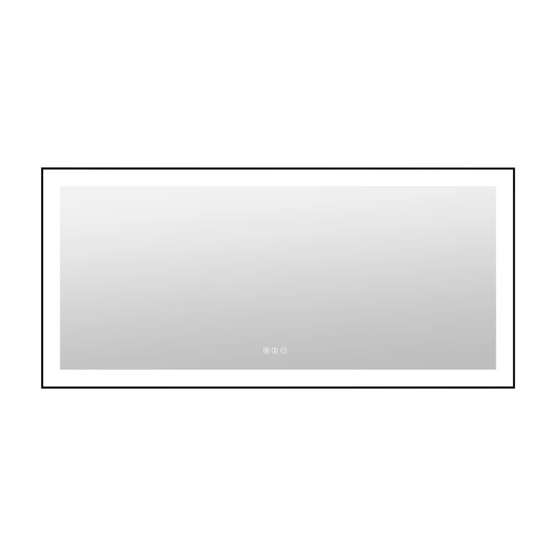 60" X 28" Detjon Black Framed Anti-Fog LED Lighted Dimmable Wall Mounted Bathroom Vanity Mirror