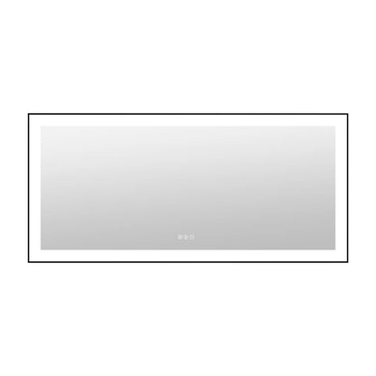 60" X 28" Detjon Black Framed Anti-Fog LED Lighted Dimmable Wall Mounted Bathroom Vanity Mirror