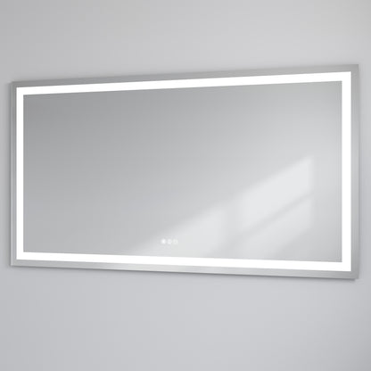 72" x 40"Dokes Frameless Anti-Fog LED Lighted Dimmable Wall Mounted Bathroom Vanity Mirror