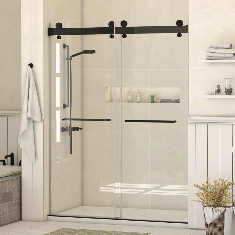 60" W x 79" H Double Sliding Door Shower Door With Closing System