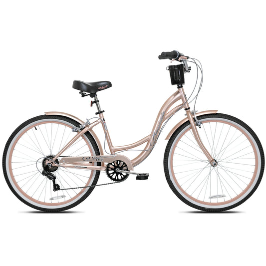 Refurbish Kent Bayside Cruiser Bike, 26" Wheels, Adults Ages 13+ Years, Rose Gold78