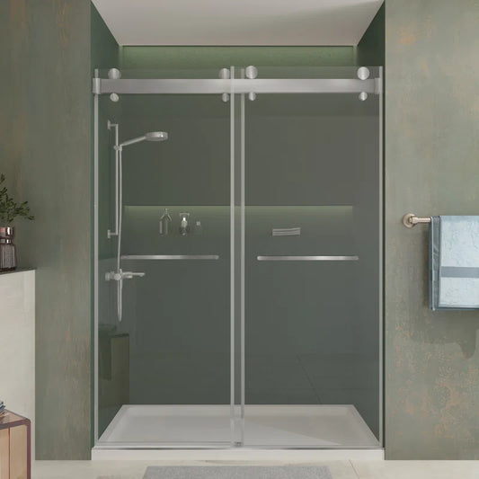 73" W x 79" H  Double Sliding Door Shower Door With Closing System