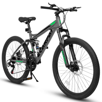 Refurbish 27.5 Inch Mountain Bike, 21-Speed Full Suspension Unisex Trail Commuter City Bicycle