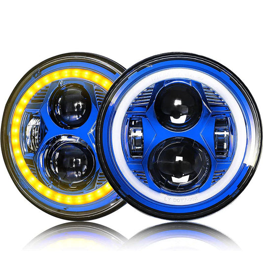 7 Inch Spider Headlight With Aperture-Blue-Single Black Box