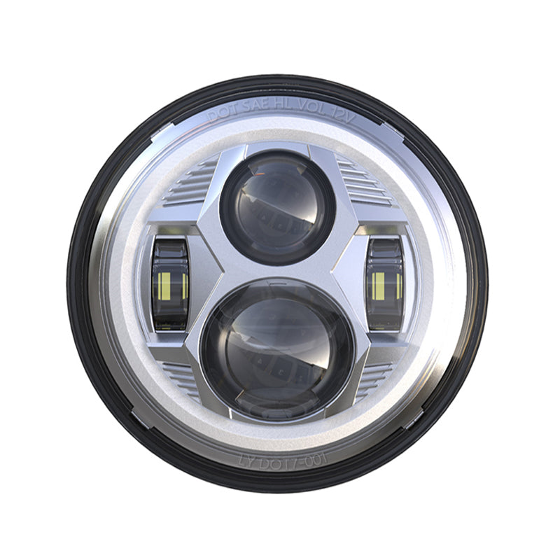 7 Inch Spider Headlight With Aperture-Silver-Single Black Box