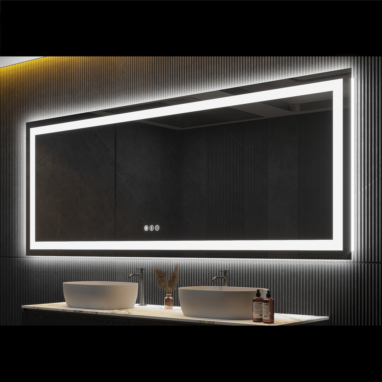 36" x 94"Dokes Frameless Anti-Fog LED Lighted Dimmable Wall Mounted Bathroom Vanity Mirror