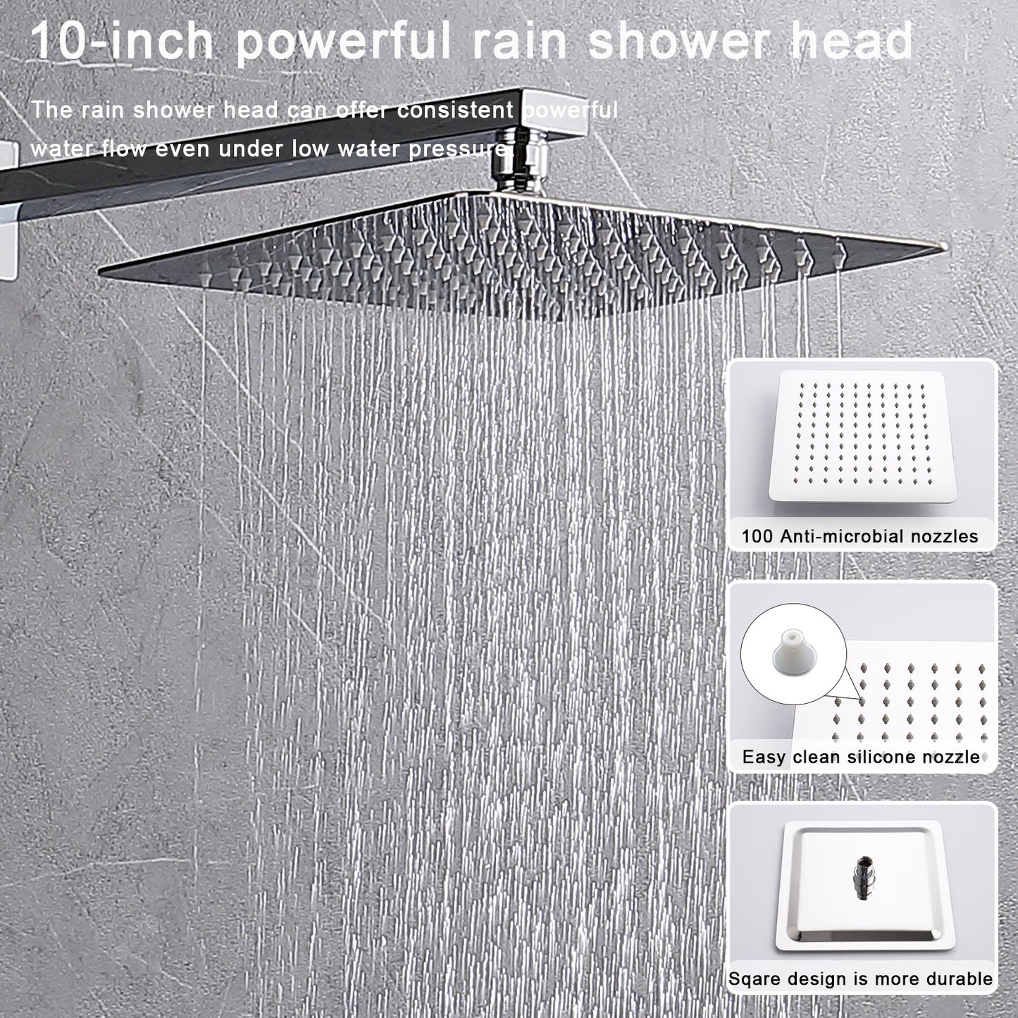 L-8003S - Shower System Shower Faucet Combo Set Wall Mounted with 12" Rainfall Shower Head and handheld shower faucet, Chrome Finish with Brass Valve Rough-In