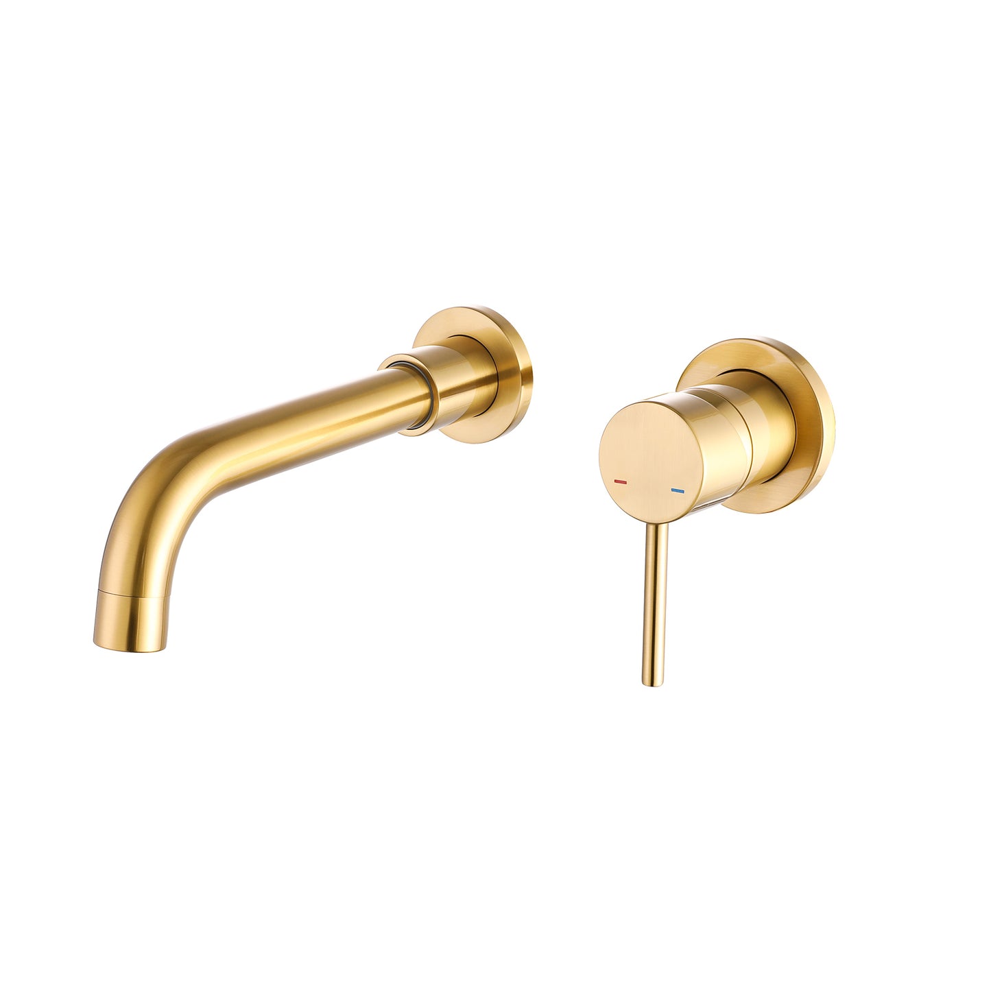 W1083P154747-Wall Mount Faucet for Bathroom Sink or Bathtub, Single Handle 3 Holes Brass Rough-in Valve Included, Brushed Gold