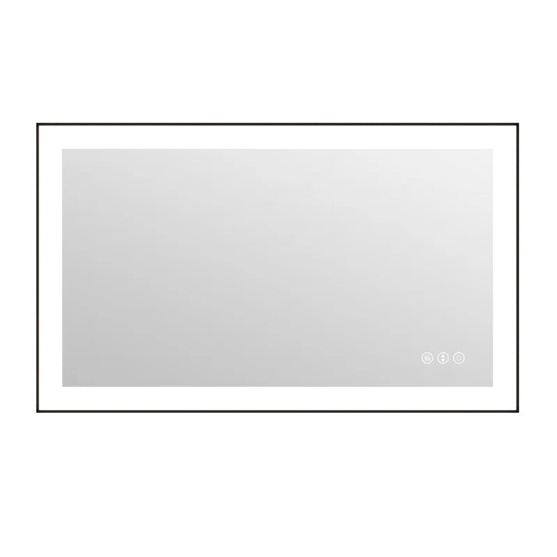 40" X 24" Detjon Black Framed Anti-Fog LED Lighted Dimmable Wall Mounted Bathroom Vanity Mirror