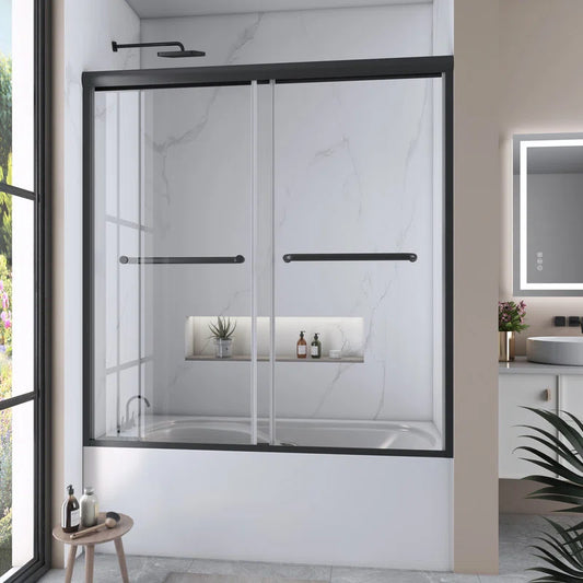 60" W x 62" H Double Sliding Tub Door with Clear Tempered Glass