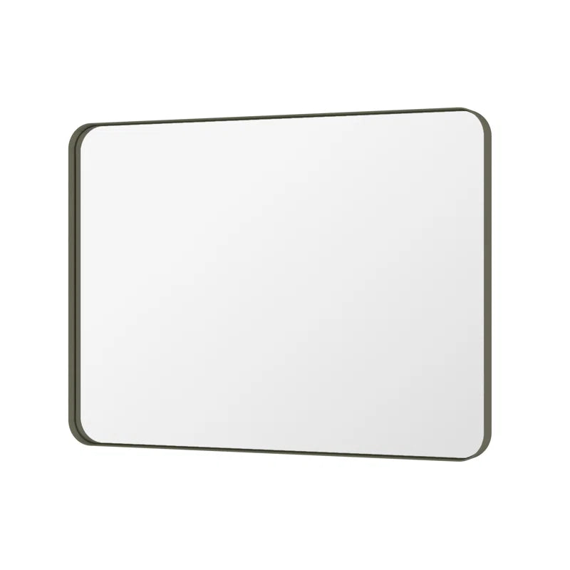 48" X 36" (Silver) Filleted Corner Wall Mounted Mirror, Bathroom Mirror, Vanity Wall Mirror With Metal Frame