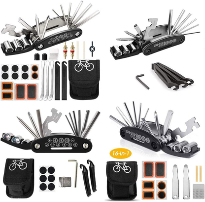 1 Set Repair Tool Kits Multifunction 16 in 1 Screwdriver Bicycle Mechanic Fix Tools Set Bag with Tire Levers Tool Kits Sets