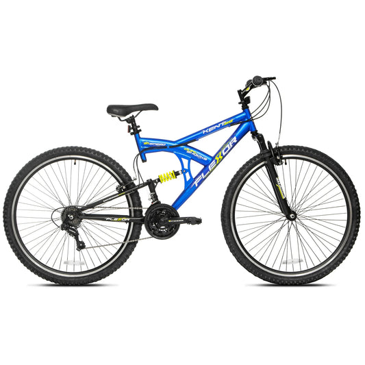 refurbish Kent Flexor Dual Suspension Mountain Bike, 29" Wheels, Adult Ages 14+, Blue