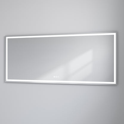 38" x 88"Dokes Frameless Anti-Fog LED Lighted Dimmable Wall Mounted Bathroom Vanity Mirror