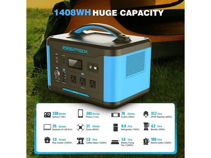 Power Play 1500W, Portable Power Station, 1408Wh Backup LiFePO4 Battery, 110V/1500W AC Outlet