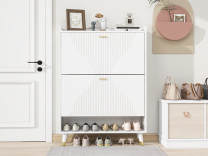 White Two-turn Cup Shoe Cabinet