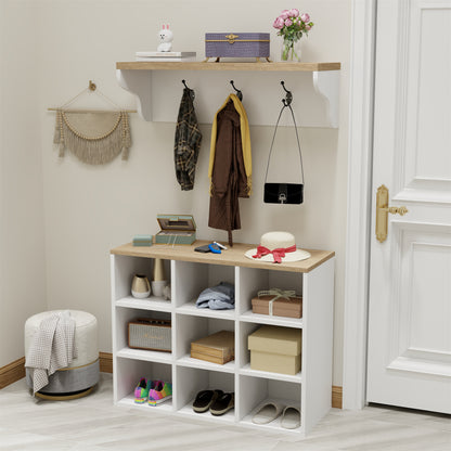 Hall Tree Shoe Bench with Storage, 4 in 1 Coat Rack Set