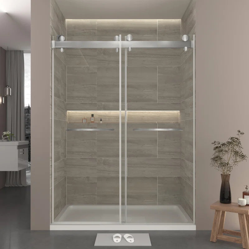 73" W x 79" H  Double Sliding Door Shower Door With Closing System